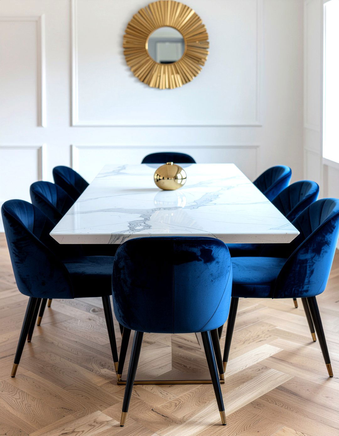Navy Velvet Dining Chairs - 30 navy dining room ideas