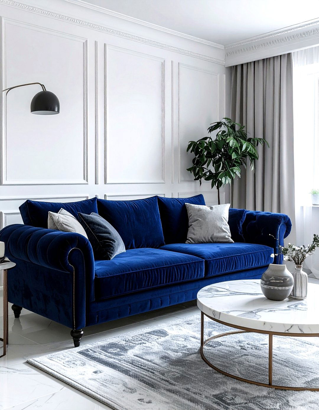 Navy Velvet Sofa Living Room - 30 minimalist navy living room ideas