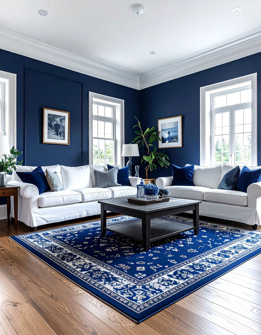 Navy White Living Room - 30 navy living room design ideas