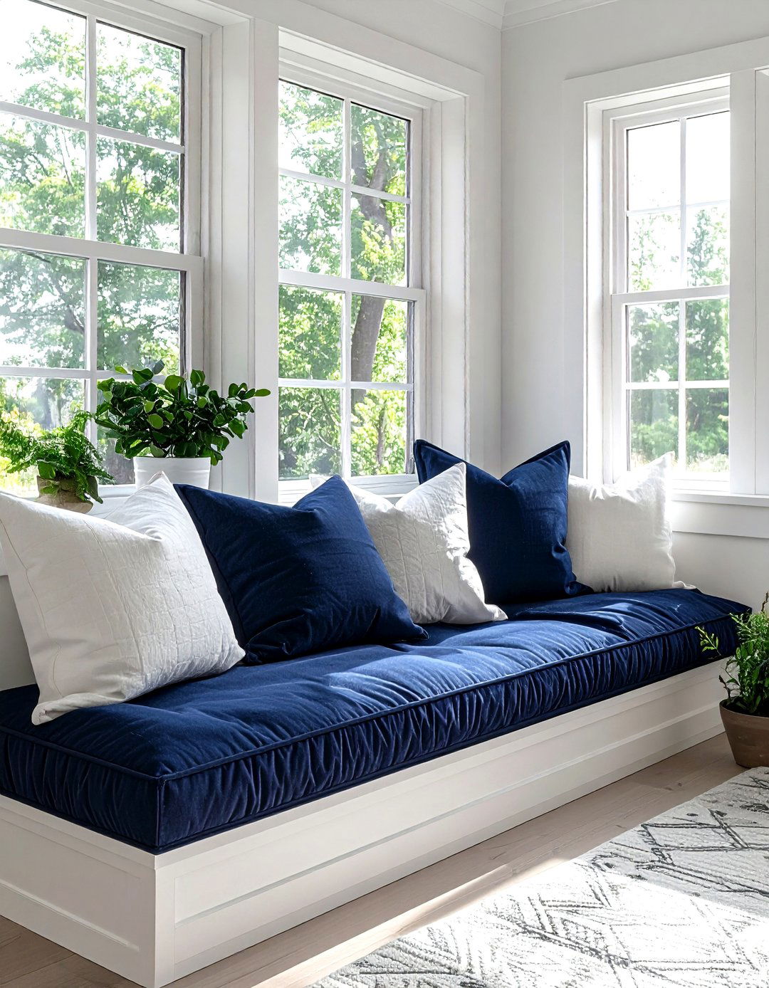 Navy Window Seat - 30 scandinavian navy bedroom ideas