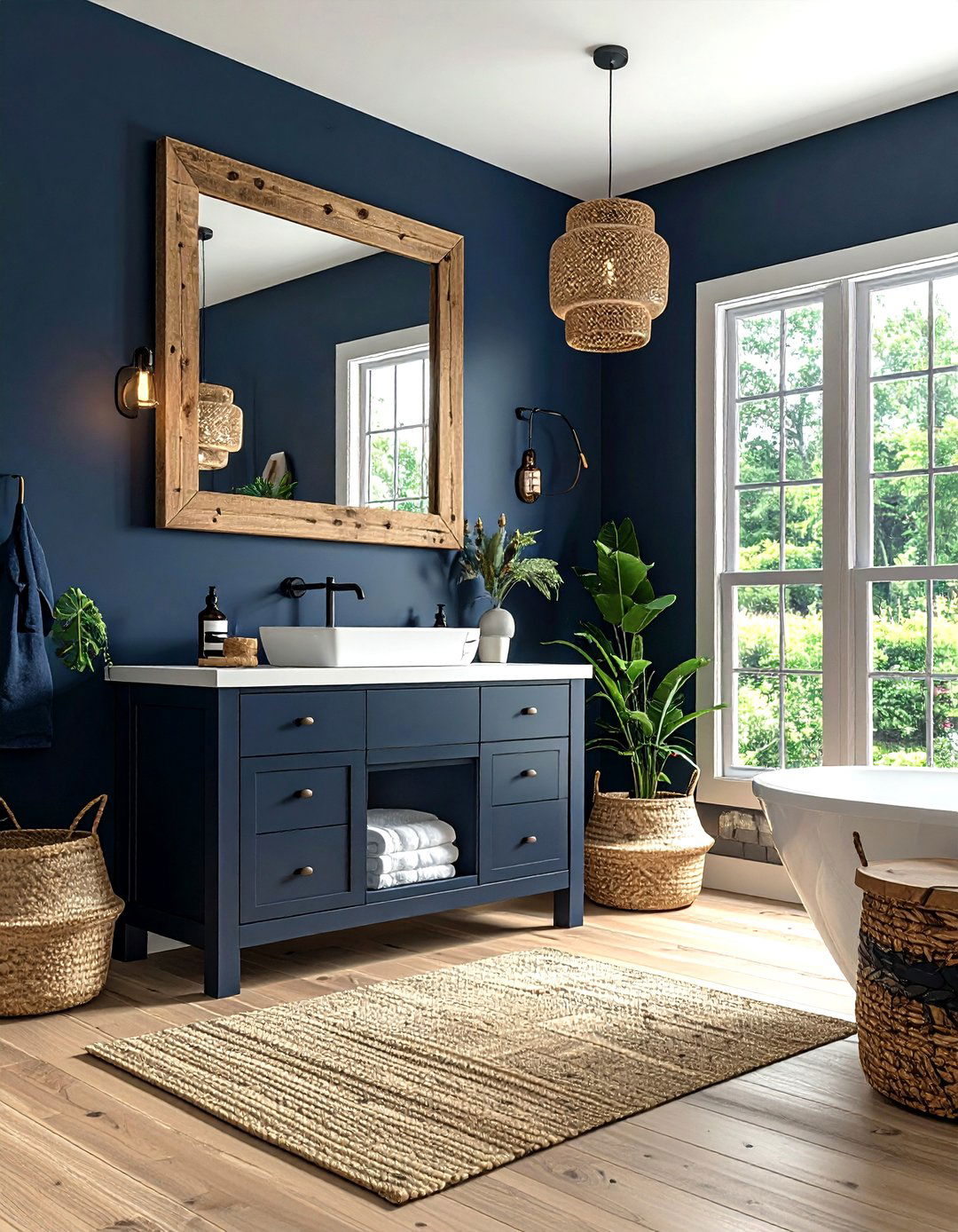 Navy Wood Bathroom - 30 dark navy bathroom ideas