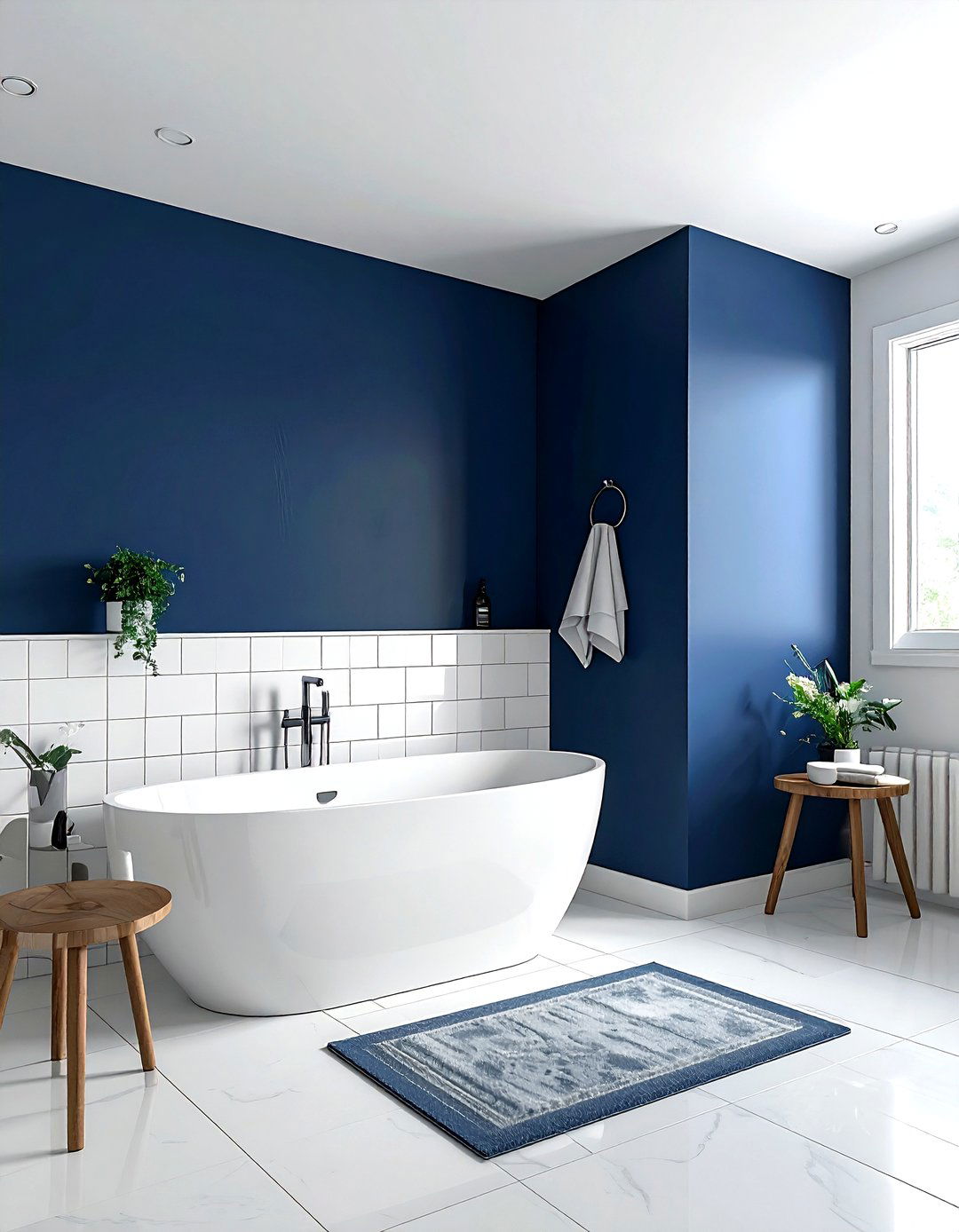 Navy accent wall bathroom - 30 navy bathroom design ideas