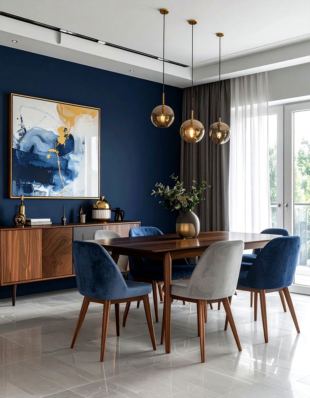 Navy accent wall - 30 navy decor ideas