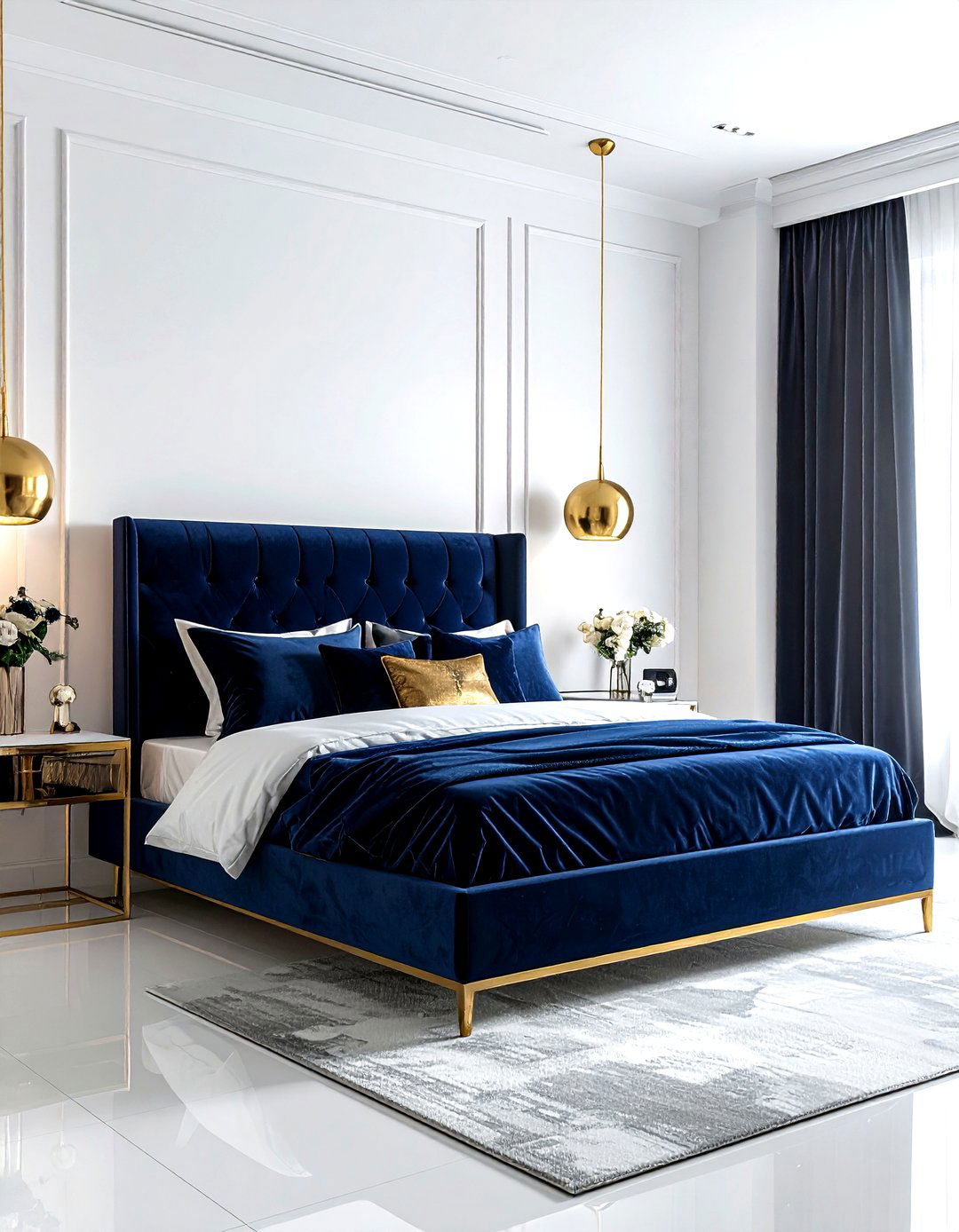 Navy and Gold Bedroom - 30 navy bedroom design ideas