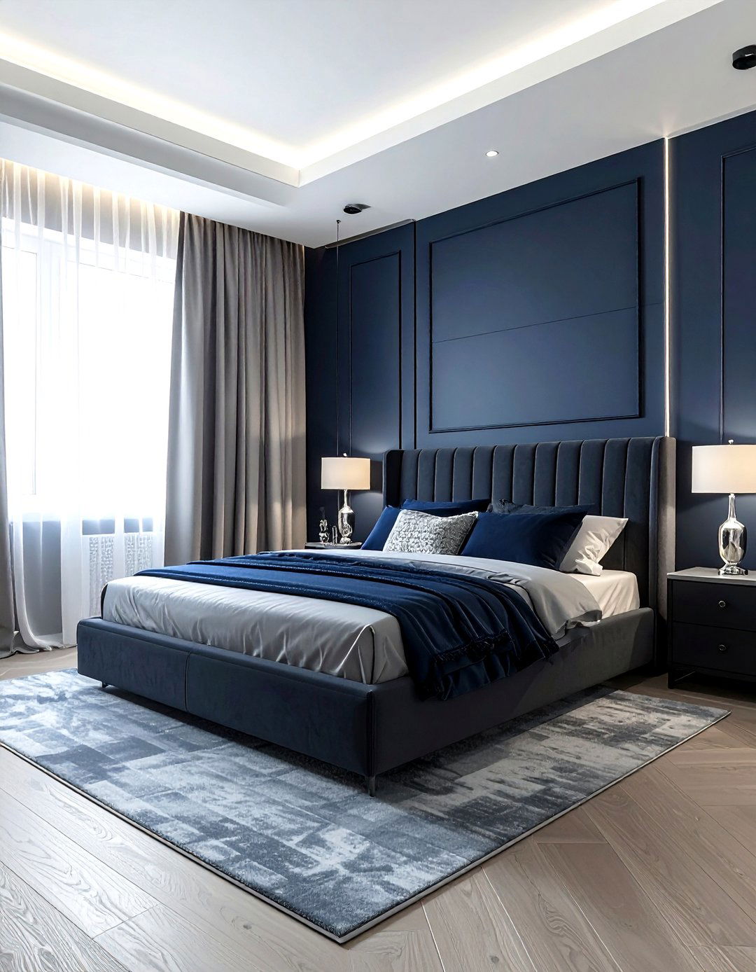 Navy and Grey Bedroom - 30 navy bedroom design ideas