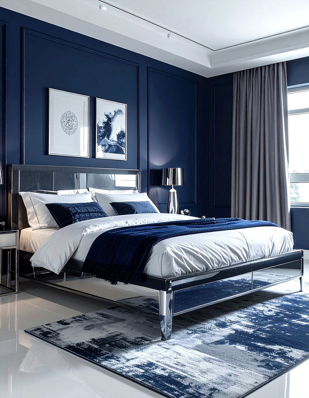 Navy and Silver Bedroom - 30 navy bedroom design ideas
