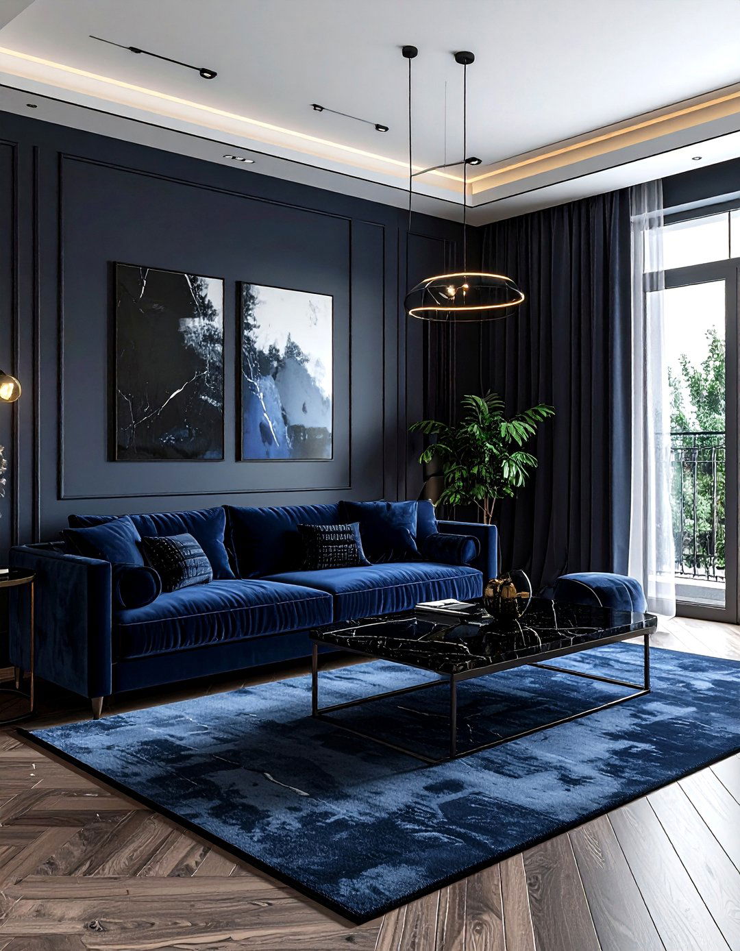 Navy and black living room - 30 contemporary navy living room ideas