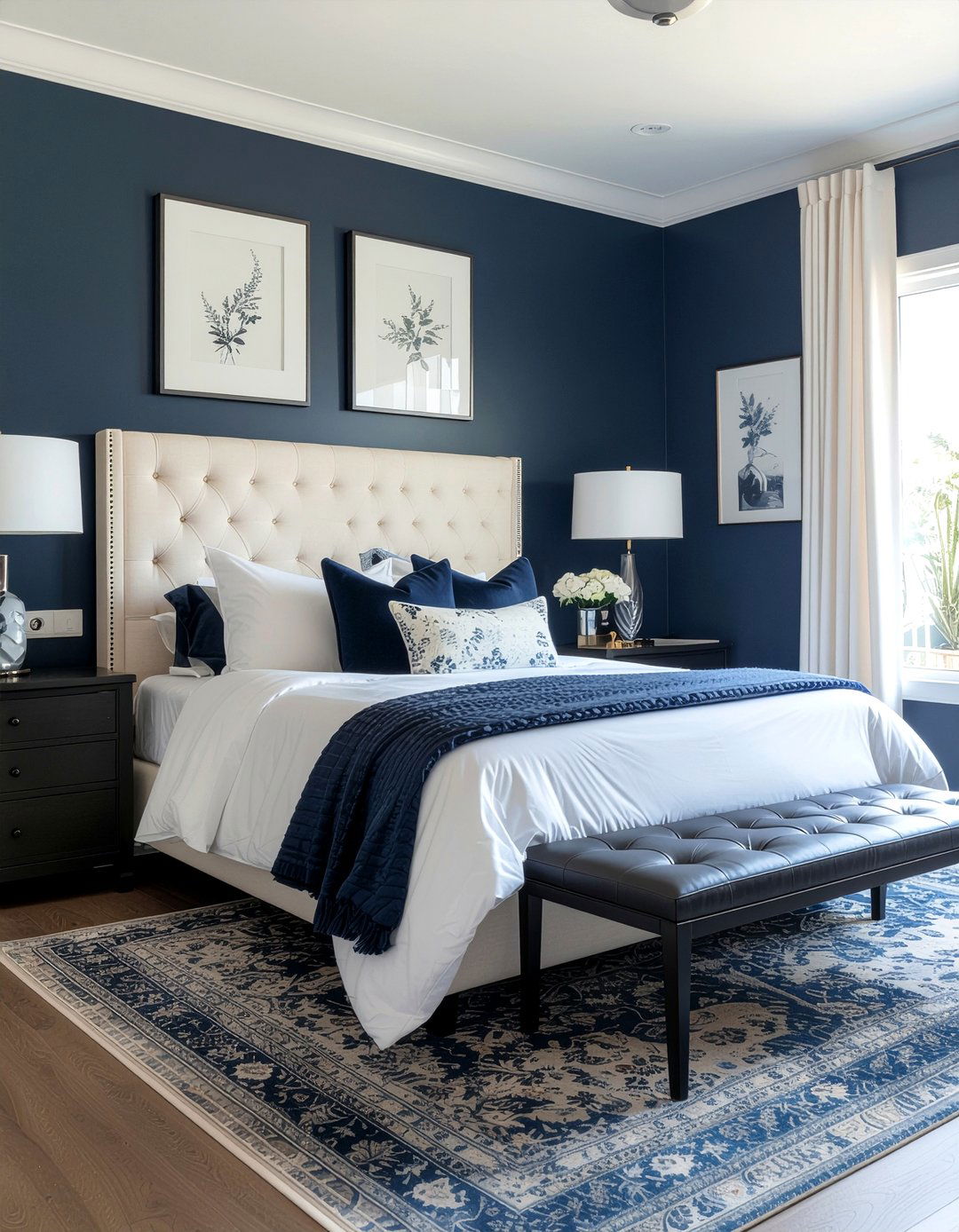 Navy and cream bedroom - 30 gender neutral bedroom ideas