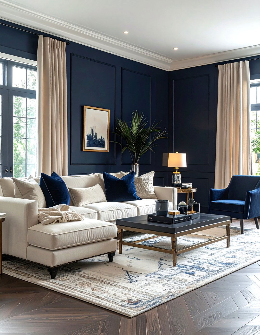 Navy and cream living room - 30 contemporary navy living room ideas