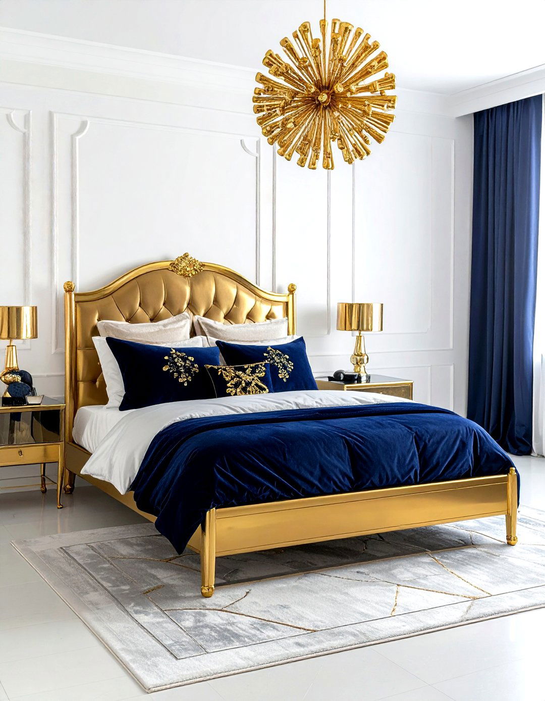 Navy and gold bedroom - 30 gold bedroom decor ideas