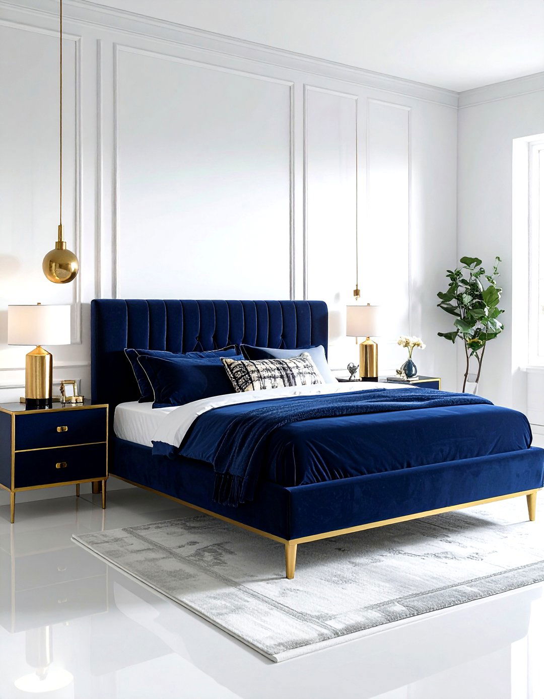 Navy and gold bedroom decor - 30 modern navy bedroom ideas