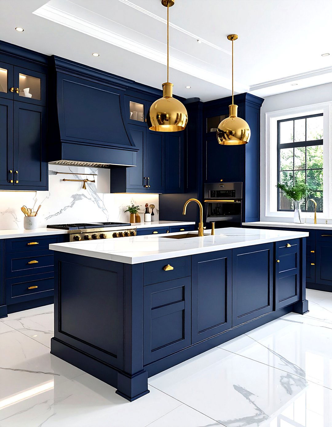 Navy and gold kitchen - 30 gold kitchen decor ideas