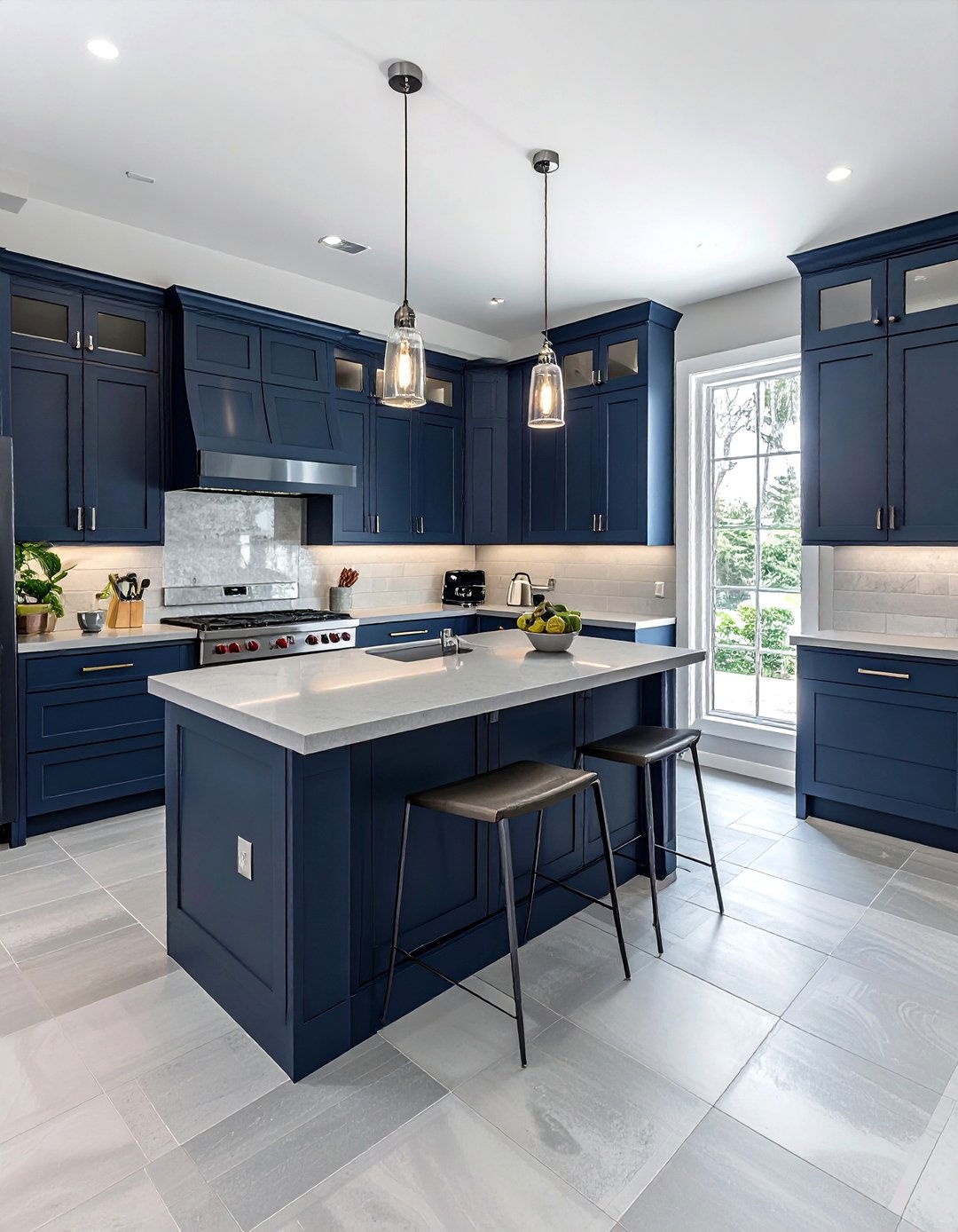 Navy and gray kitchen - 30 navy kitchen ideas