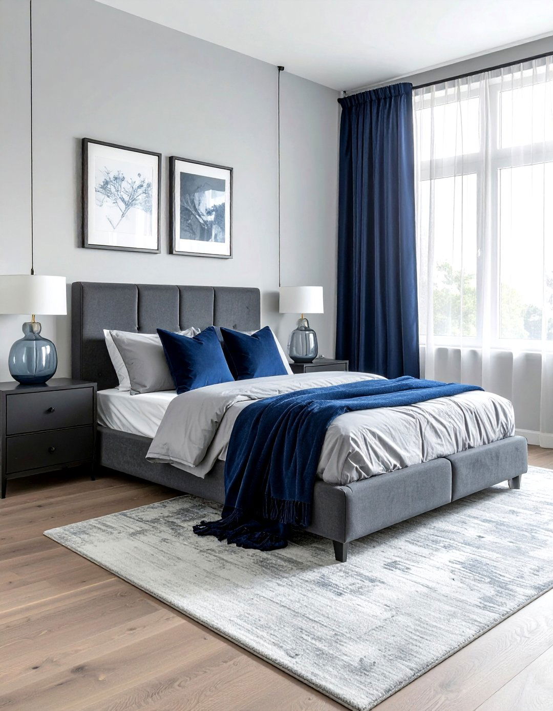 Navy and grey bedroom decor - 30 contemporary navy bedroom ideas