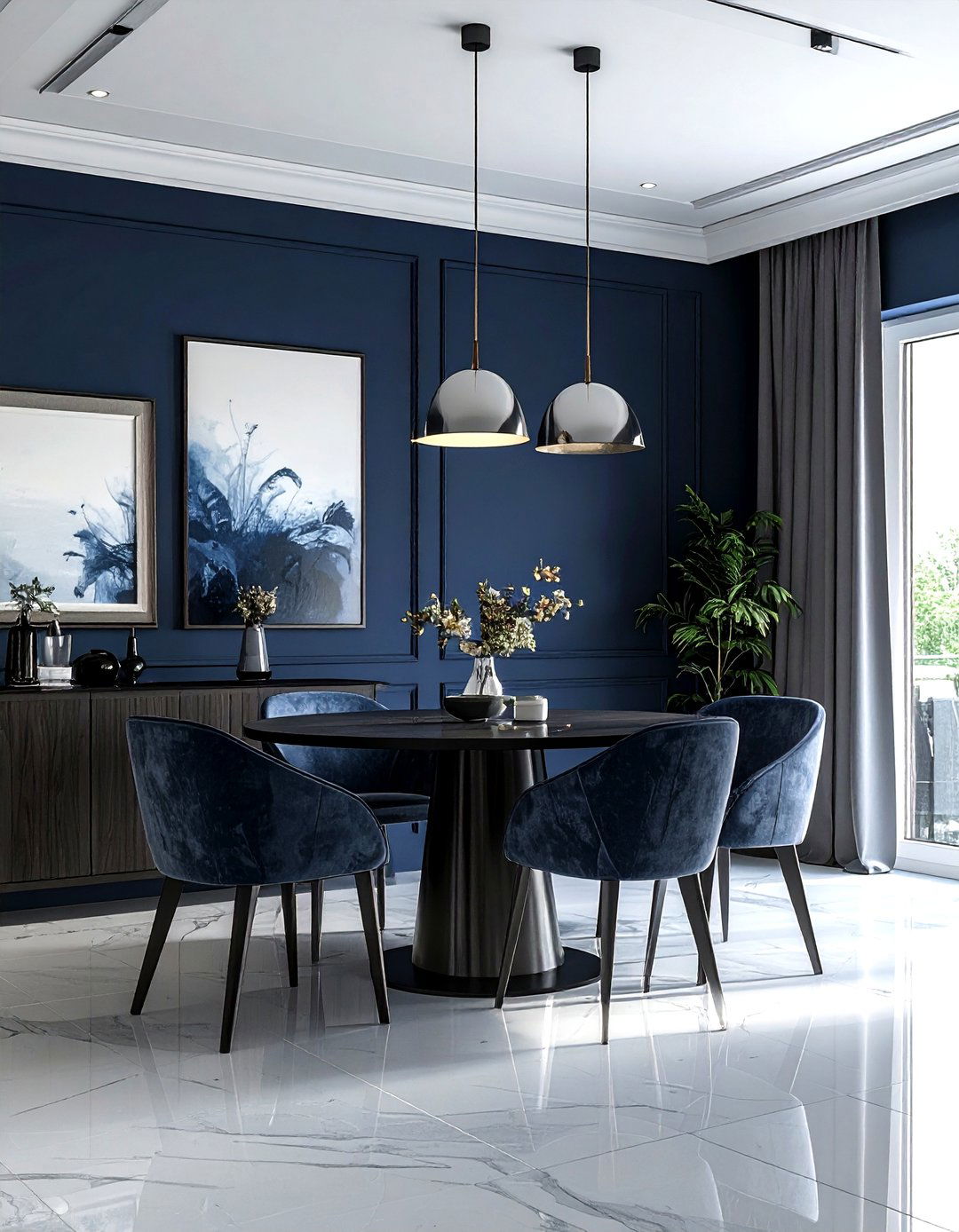 Navy and grey dining - 30 navy dining room decor ideas