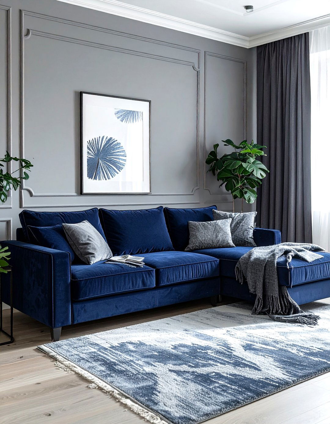 Navy and grey living room - 30 navy living room ideas