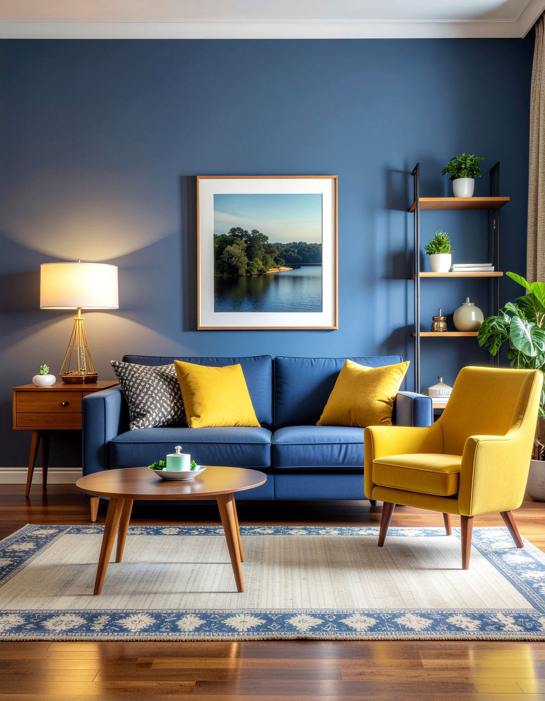 Navy and mustard living room - 30 living room navy walls