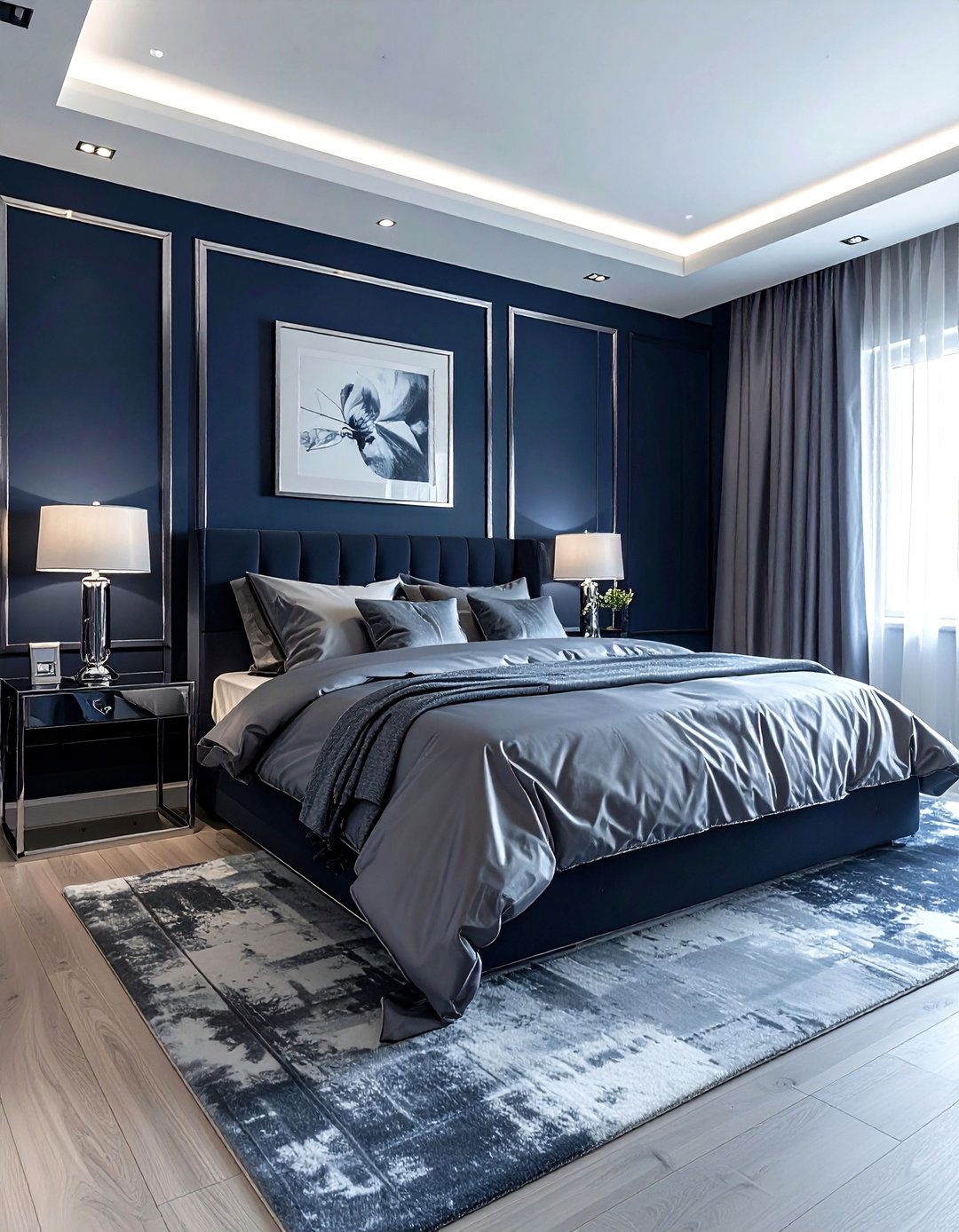 Navy and silver bedroom - 30 contemporary navy bedroom ideas