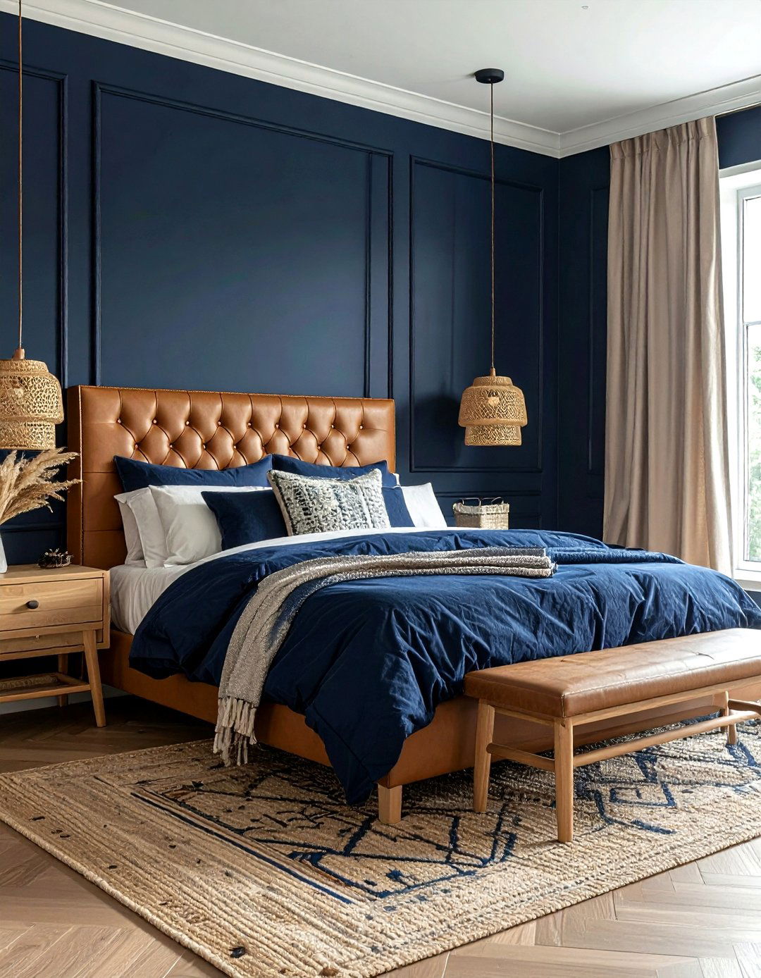 Navy and tan bedroom - 30 contemporary navy bedroom ideas