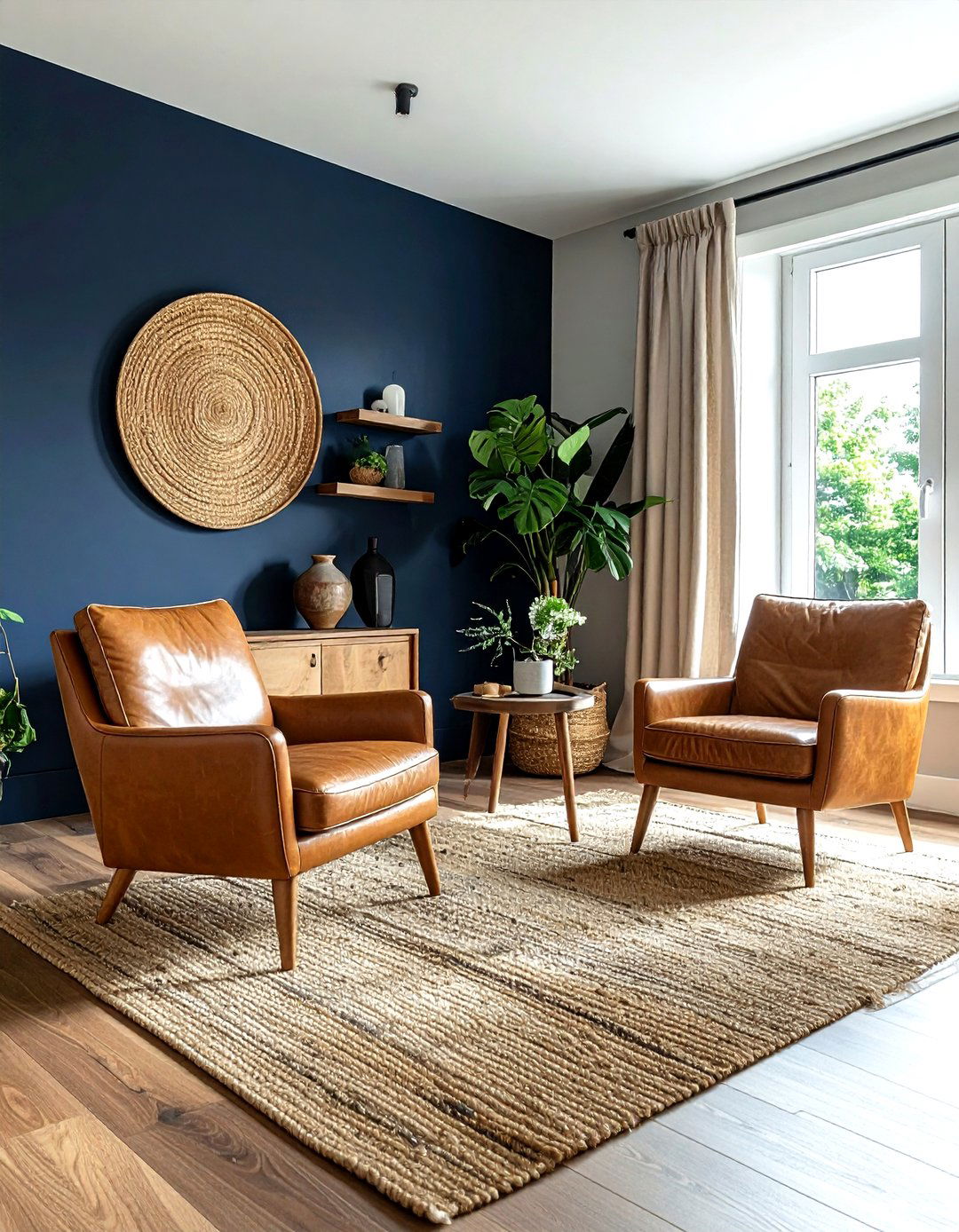 Navy and tan living room - 30 scandinavian navy living room ideas