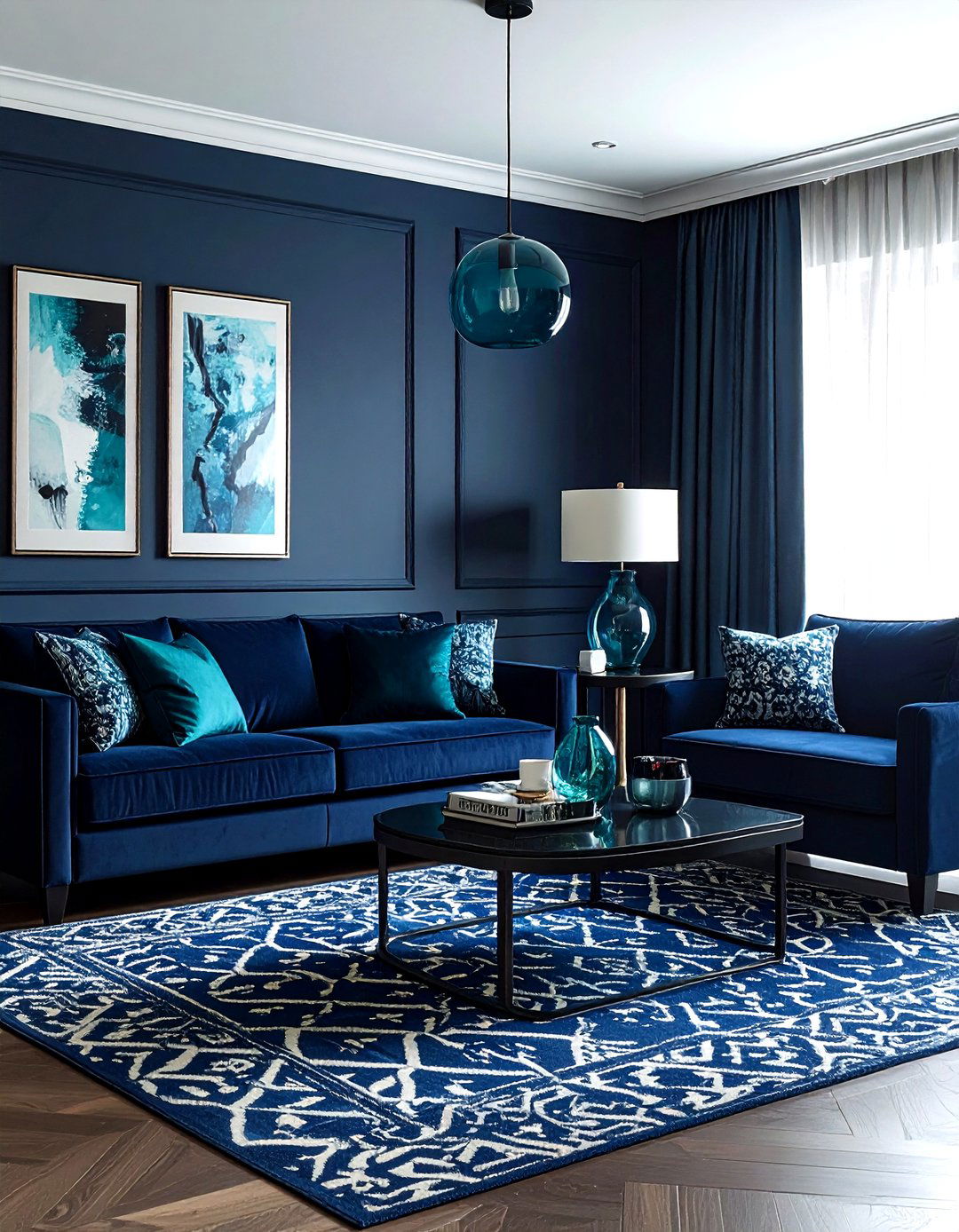 Navy and teal living room - 30 modern navy living room ideas