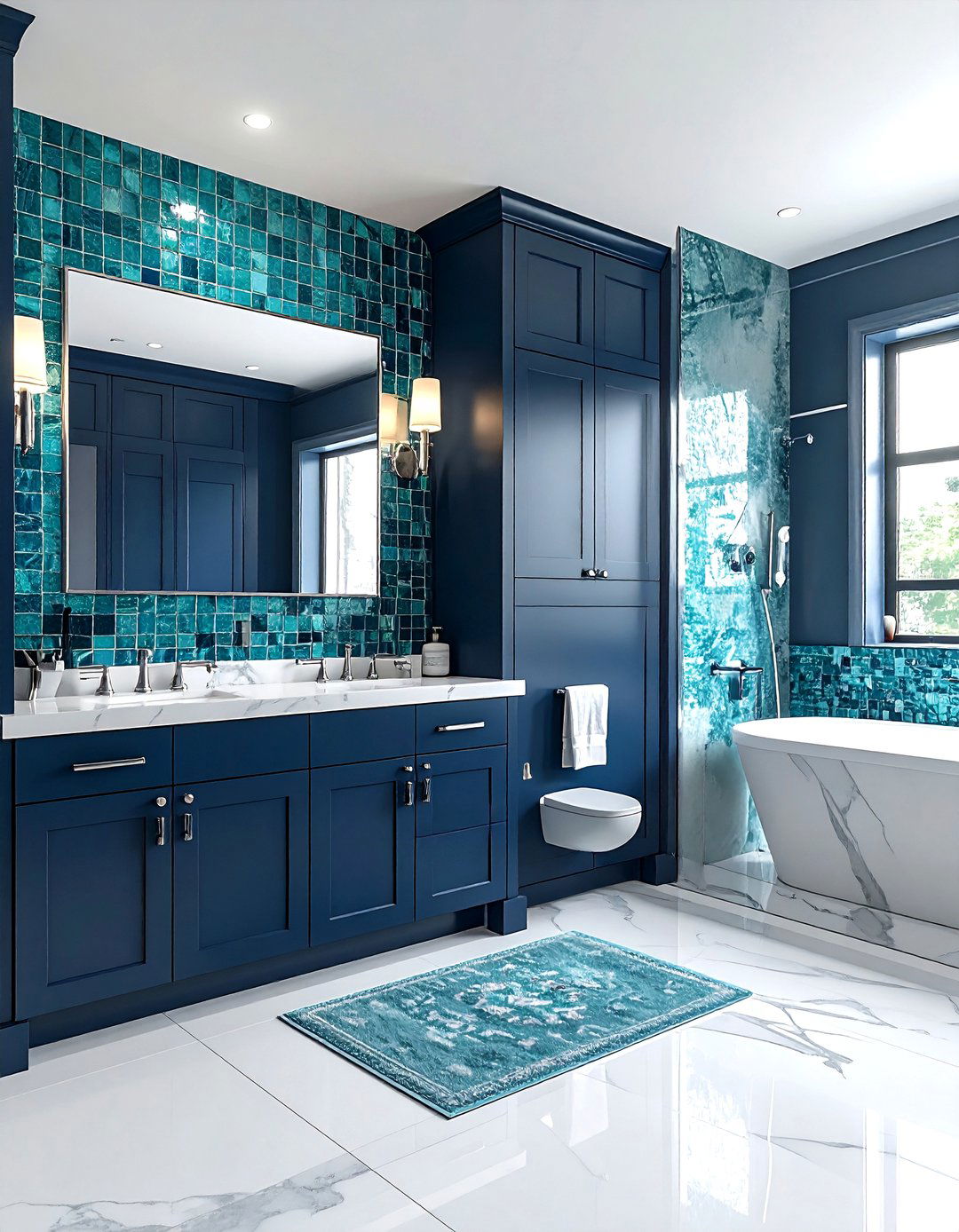 Navy and turquoise bathroom - 30 turquoise bathroom ideas