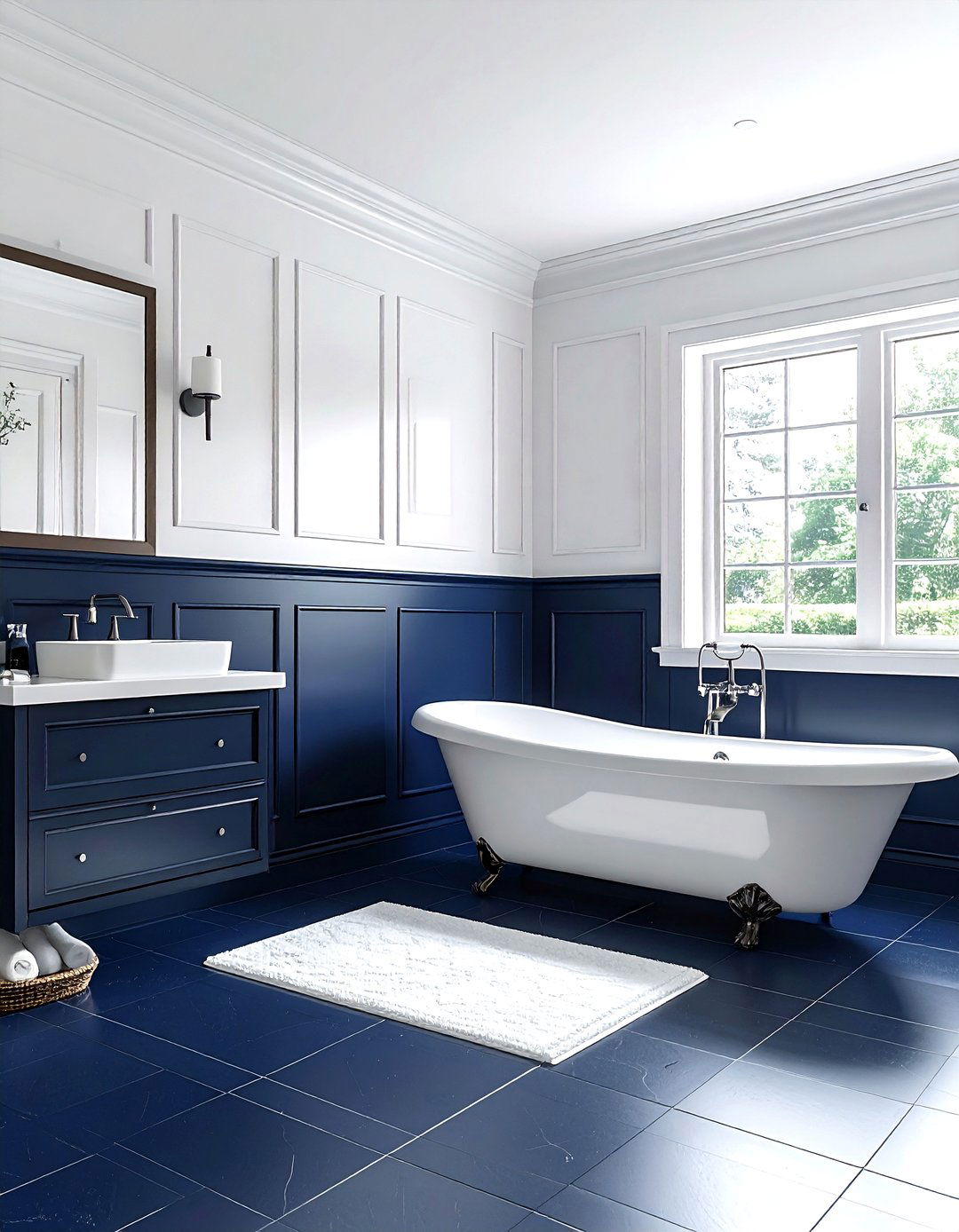 Navy and white bathroom - 30 navy bathroom design ideas