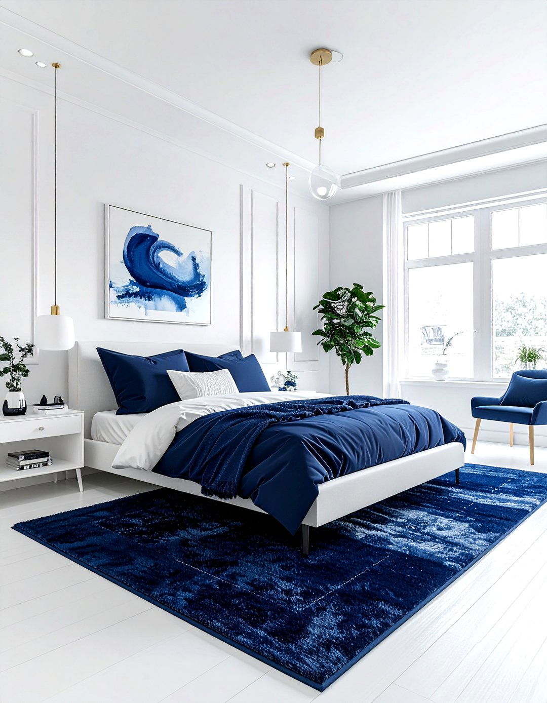 Navy and white bedroom decor - 30 minimalist navy bedroom ideas