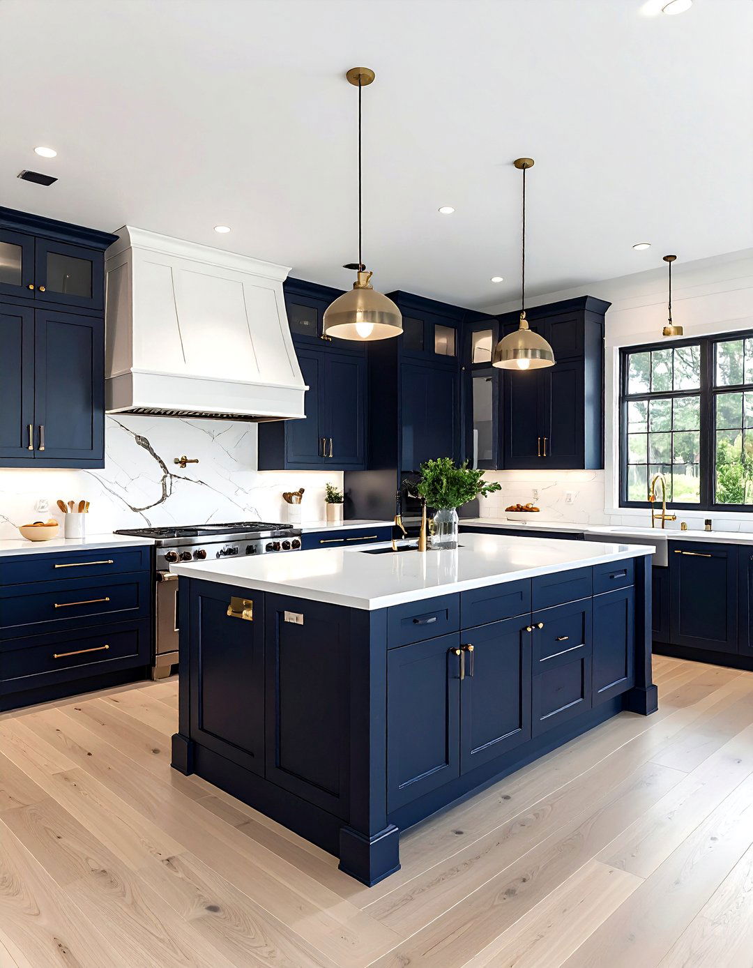 Navy and white kitchen - 30 navy kitchen cabinet ideas