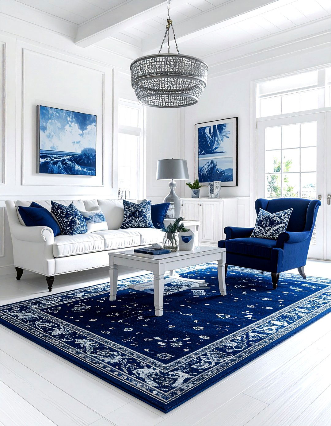 Navy and white living room - 30 modern navy living room ideas