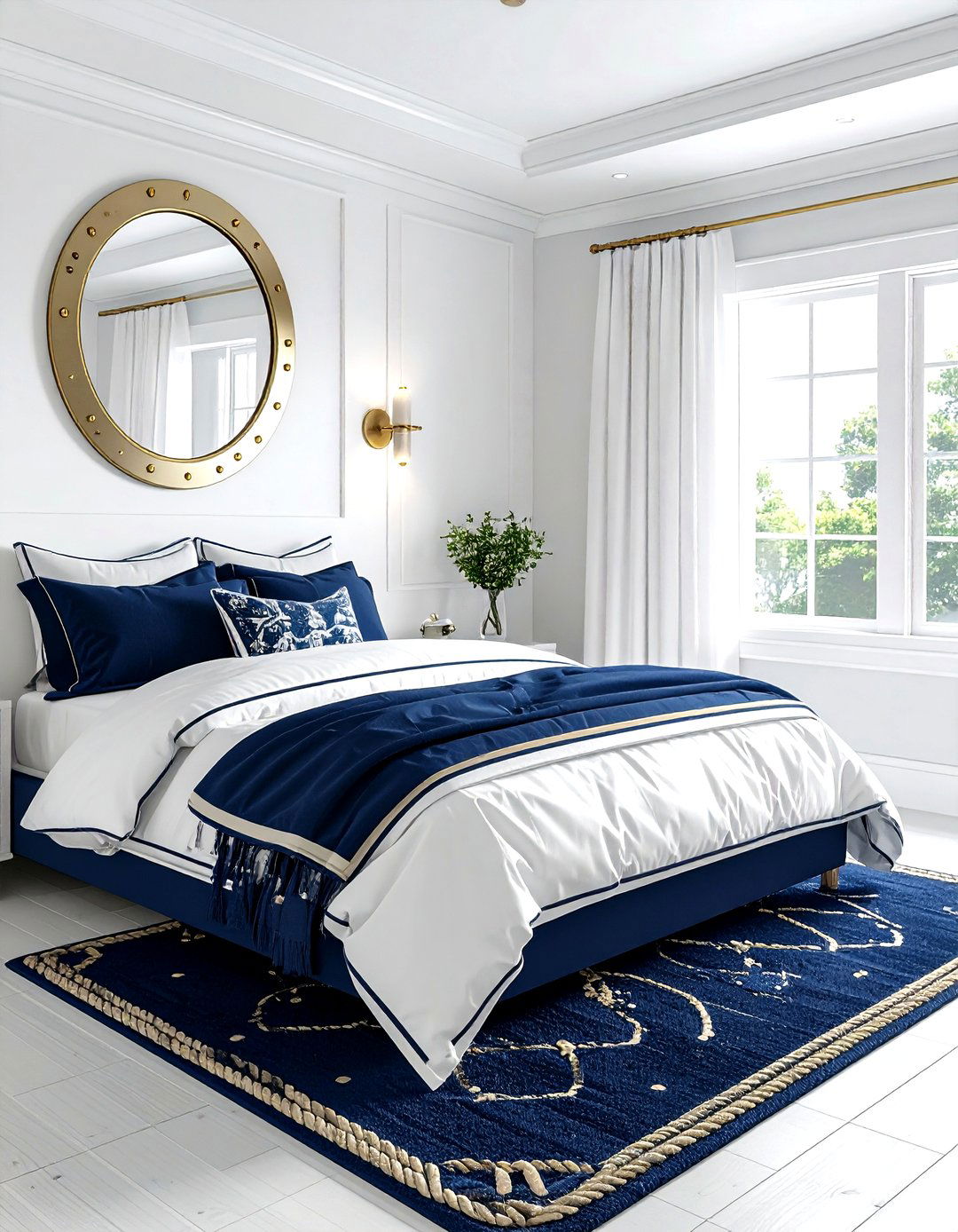 Navy and white nautical bedroom - 30 navy and white bedroom ideas