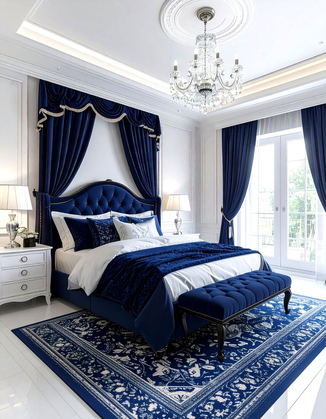 Navy and white traditional bedroom - 30 navy and white bedroom ideas