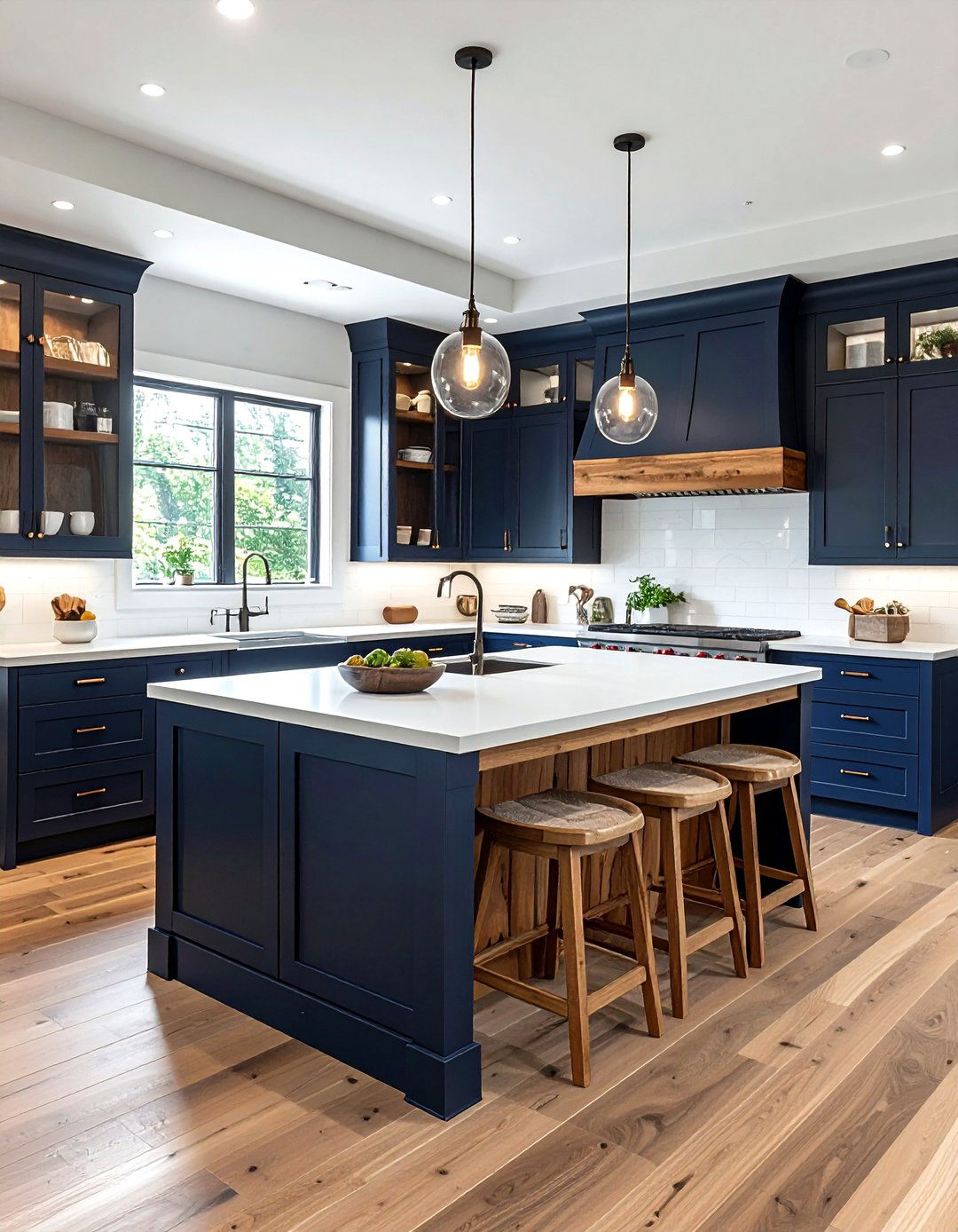 Navy and wood kitchen - 30 navy decor ideas