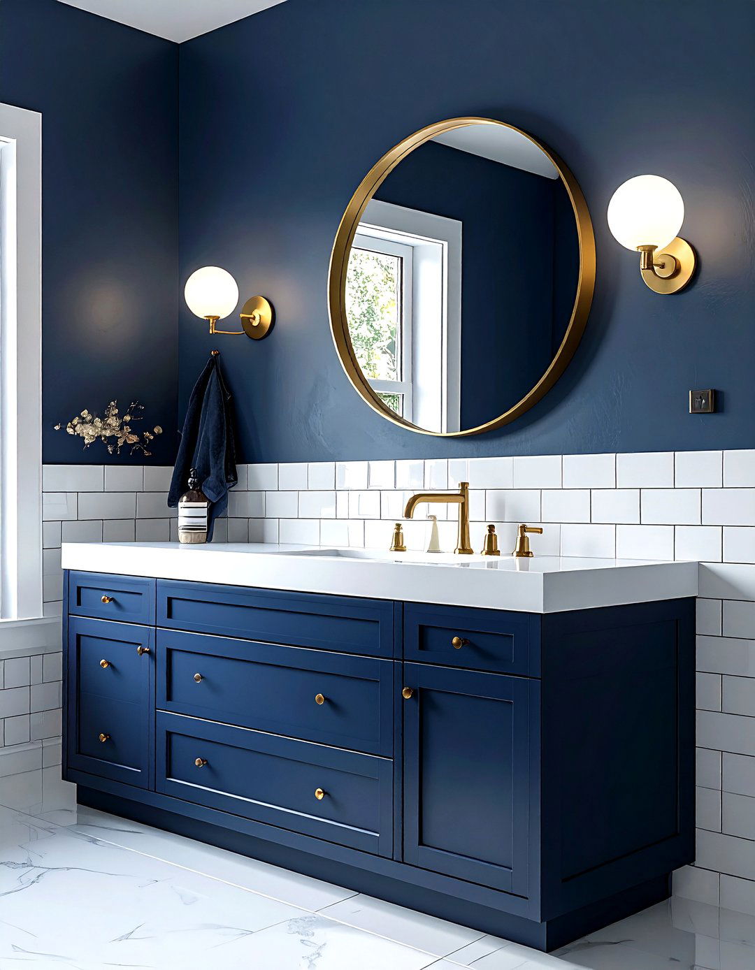 Navy bathroom vanity - 30 navy decor ideas