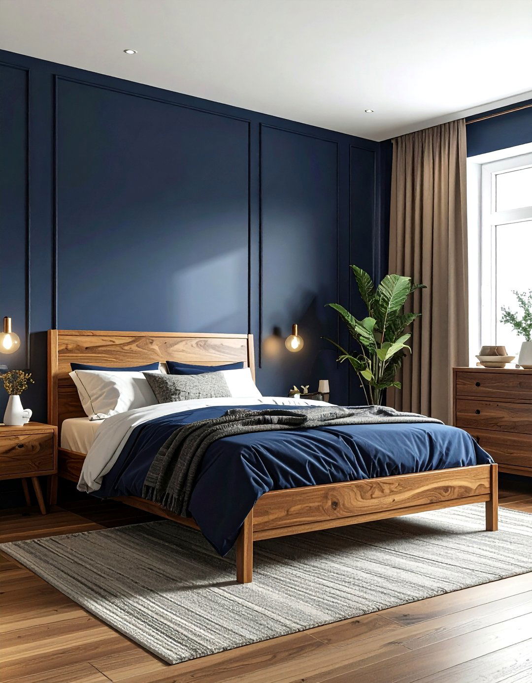 Navy bedroom wood furniture - 30 minimalist navy bedroom ideas