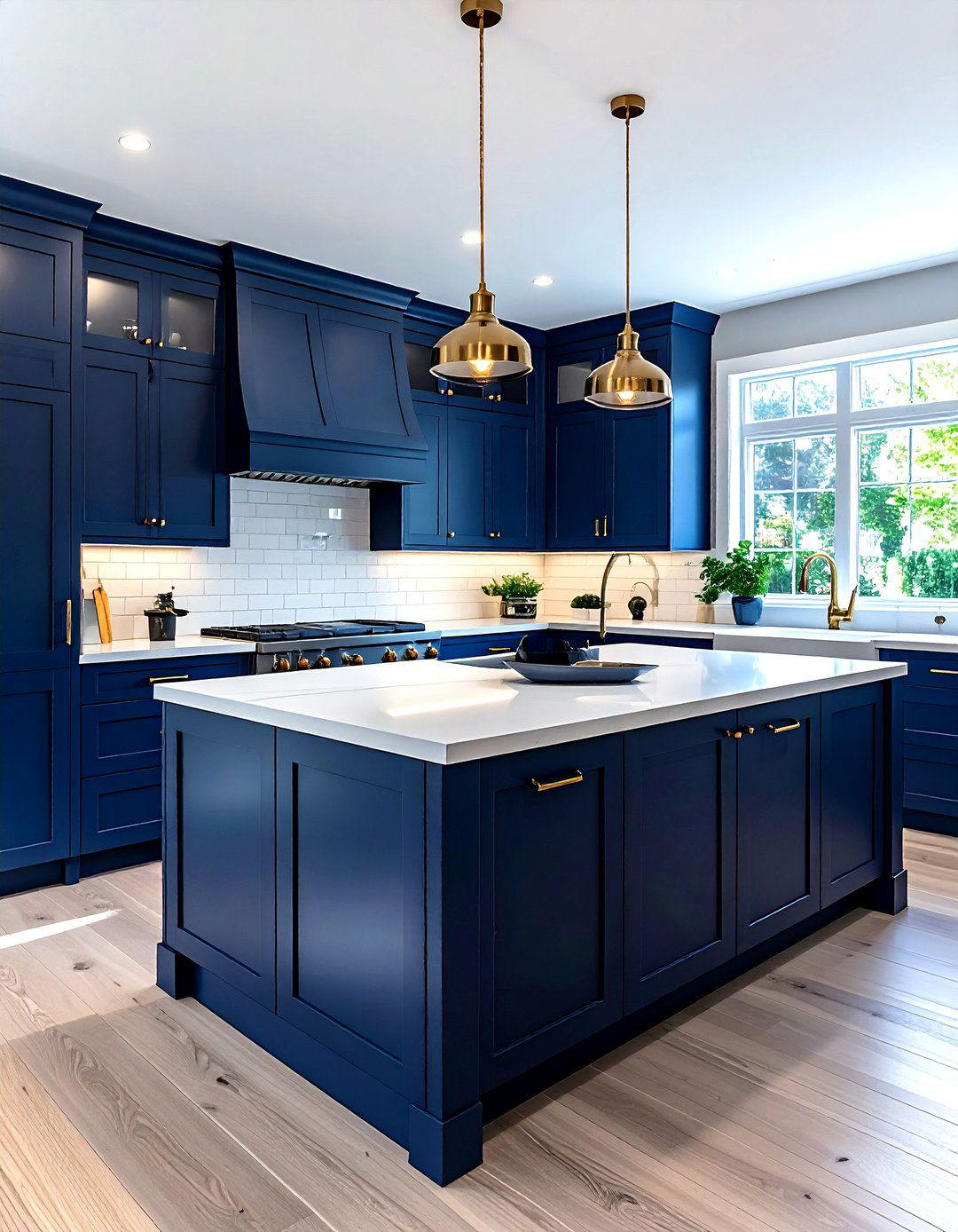 Navy blue G shaped kitchen - 30 G-shaped kitchen ideas