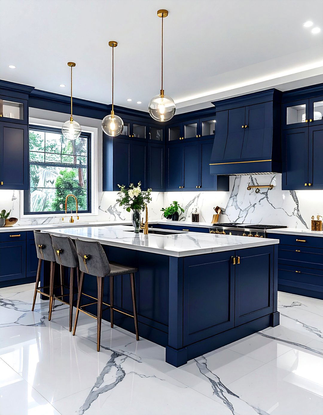 Navy blue L shaped kitchen - 30 L-shaped kitchen ideas