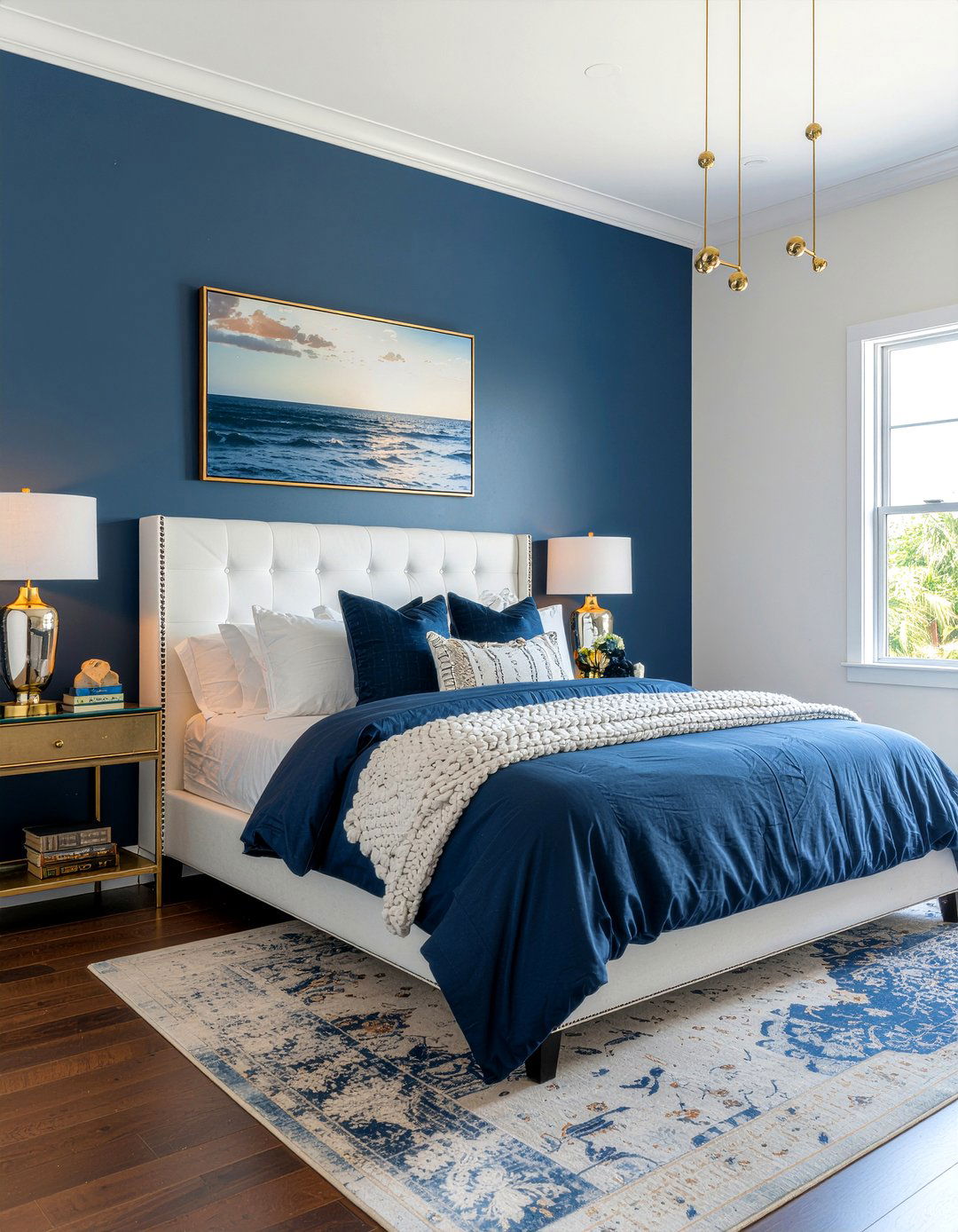 Navy blue accent wall - 30 nautical bedroom ideas