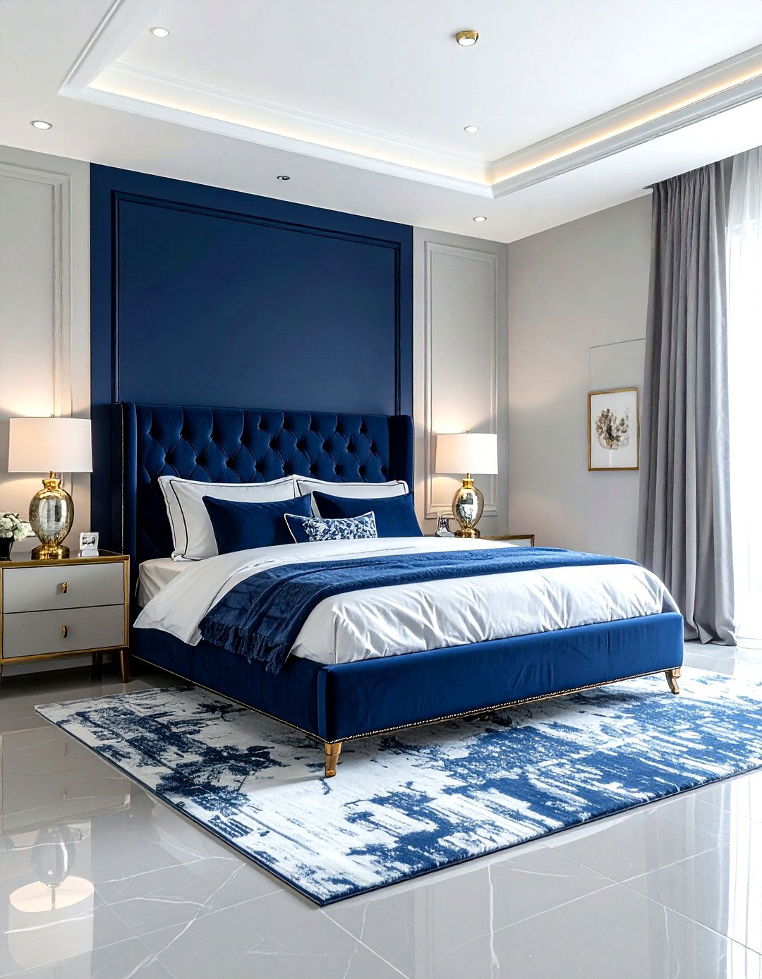 Navy blue accent wall - 30 paint ideas for walls