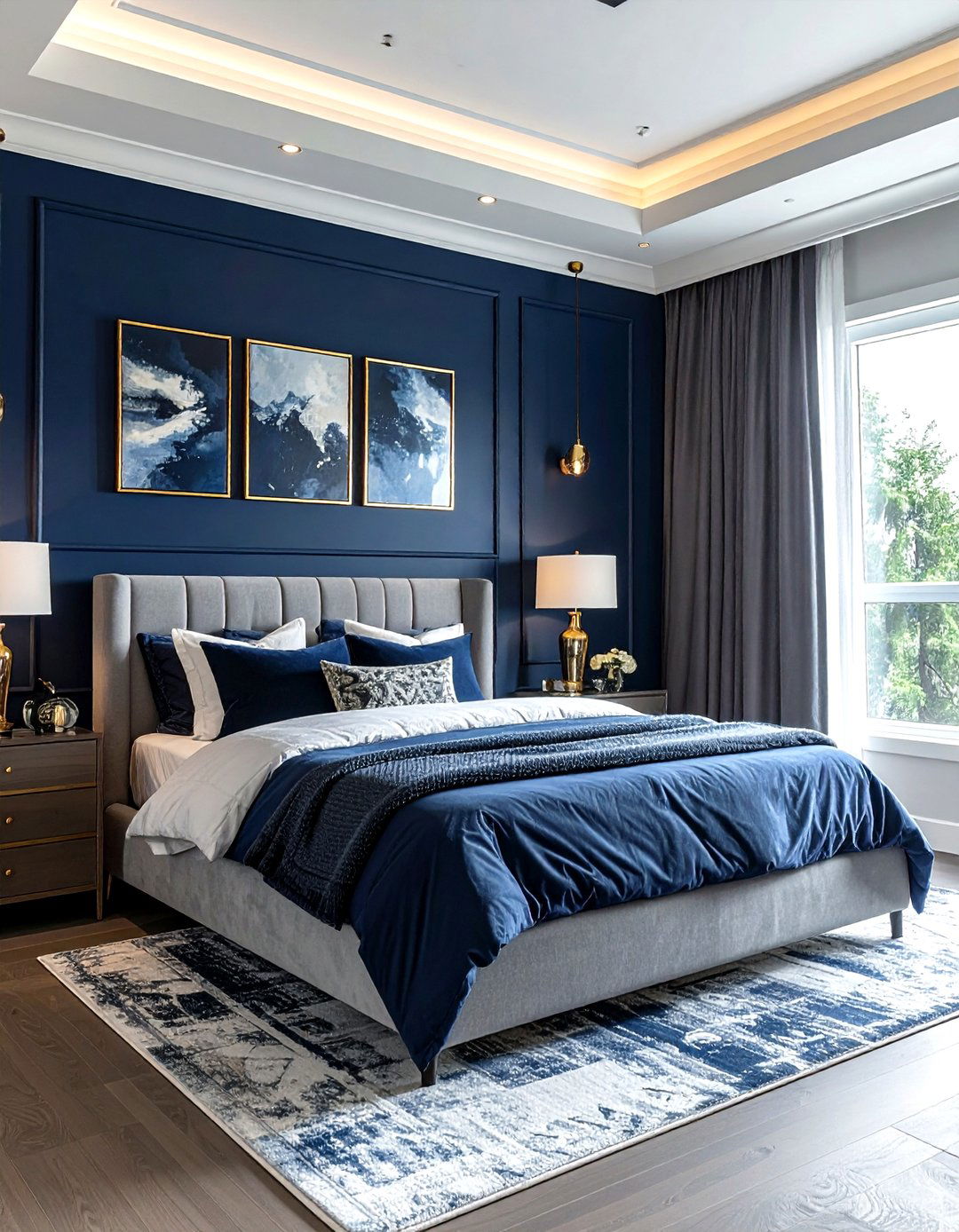 Navy blue accent wall - 30 cool paint color ideas