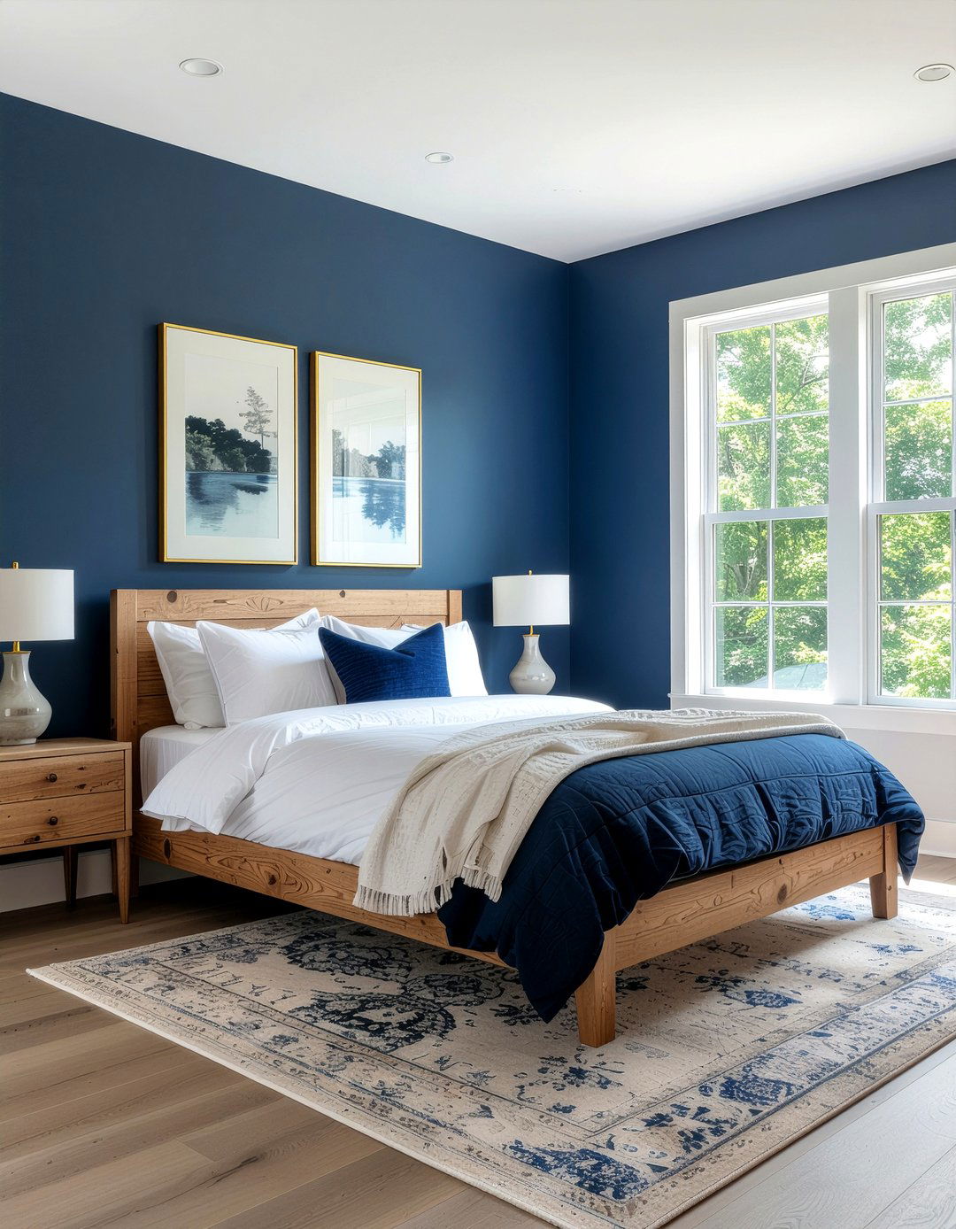 Navy blue accent wall - 30 enduring decor ideas