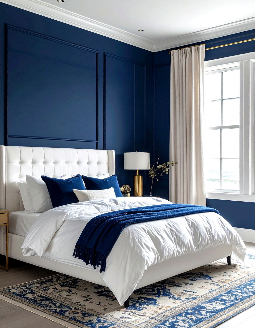 Navy blue accent wall - 30 beach decor ideas