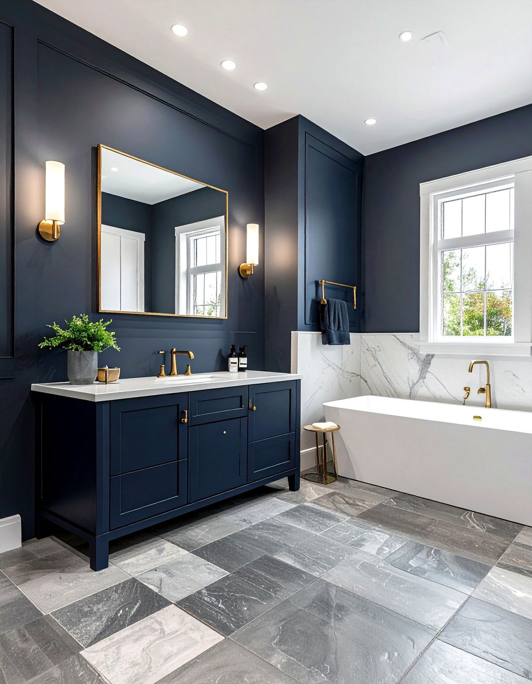 Navy blue and charcoal gray bathroom - 30 blue and gray bathroom ideas