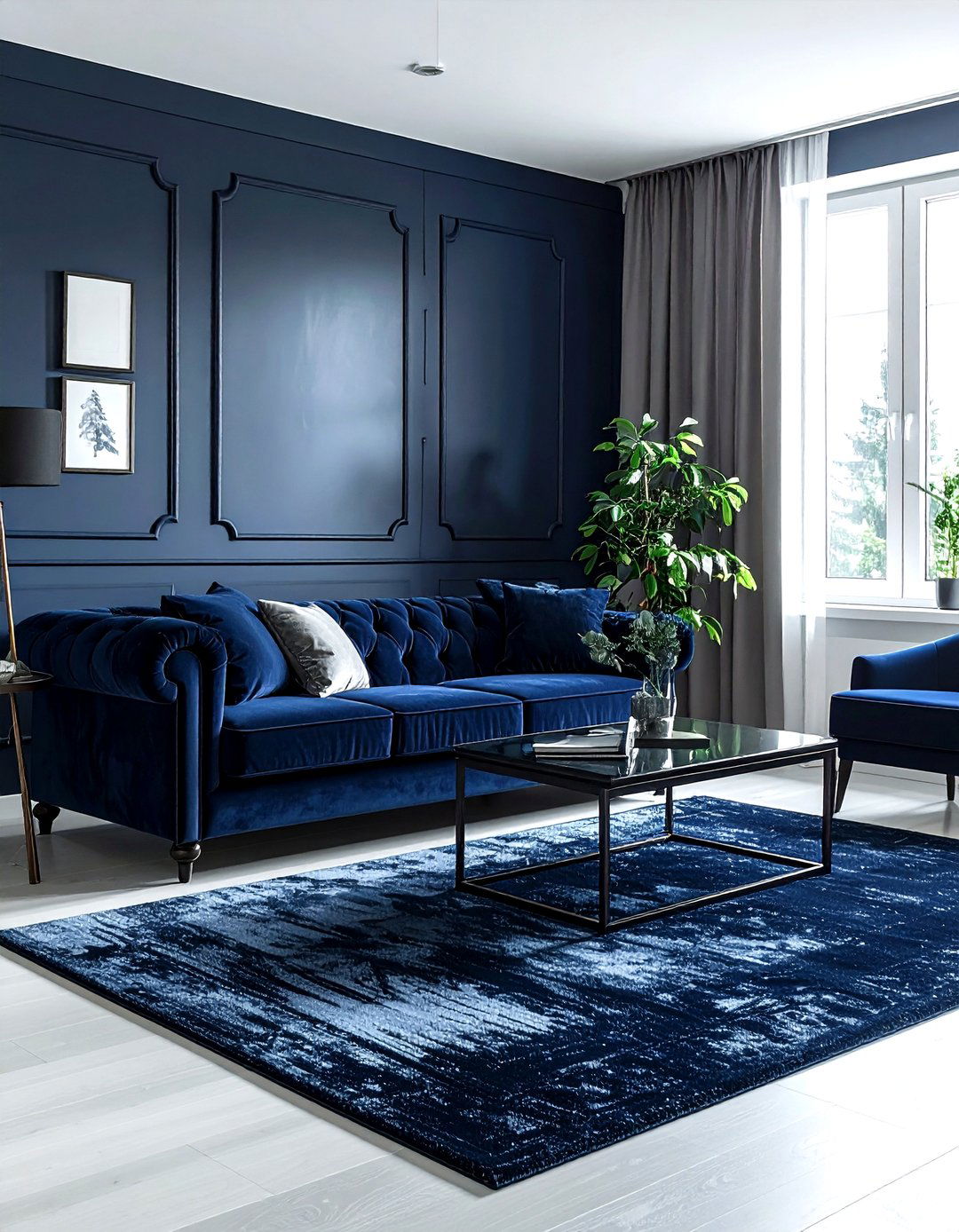 Navy blue and charcoal living room - 30 navy living room decor ideas
