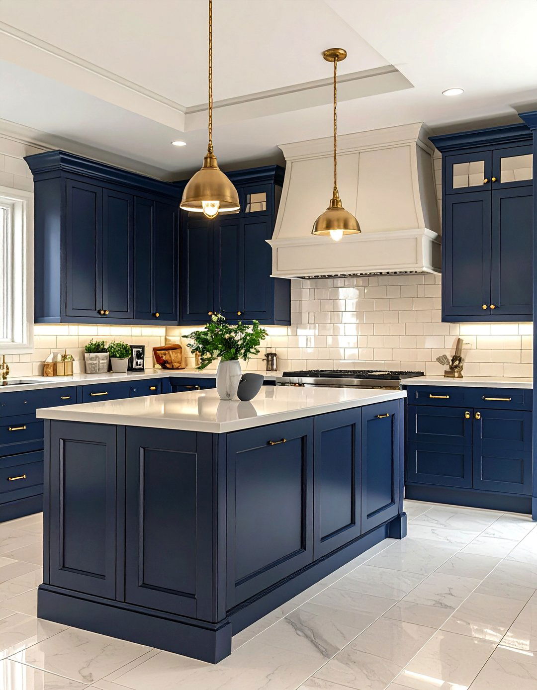 Navy blue and cream kitchen - 30 navy kitchen ideas