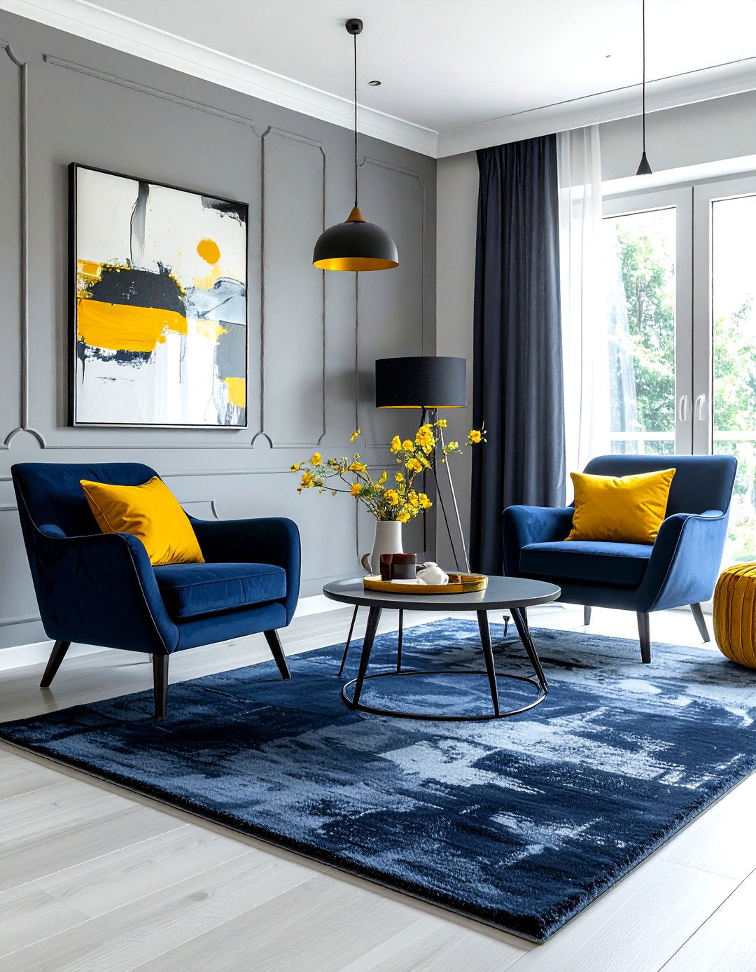 Navy blue and grey living room - 30 navy living room decor ideas