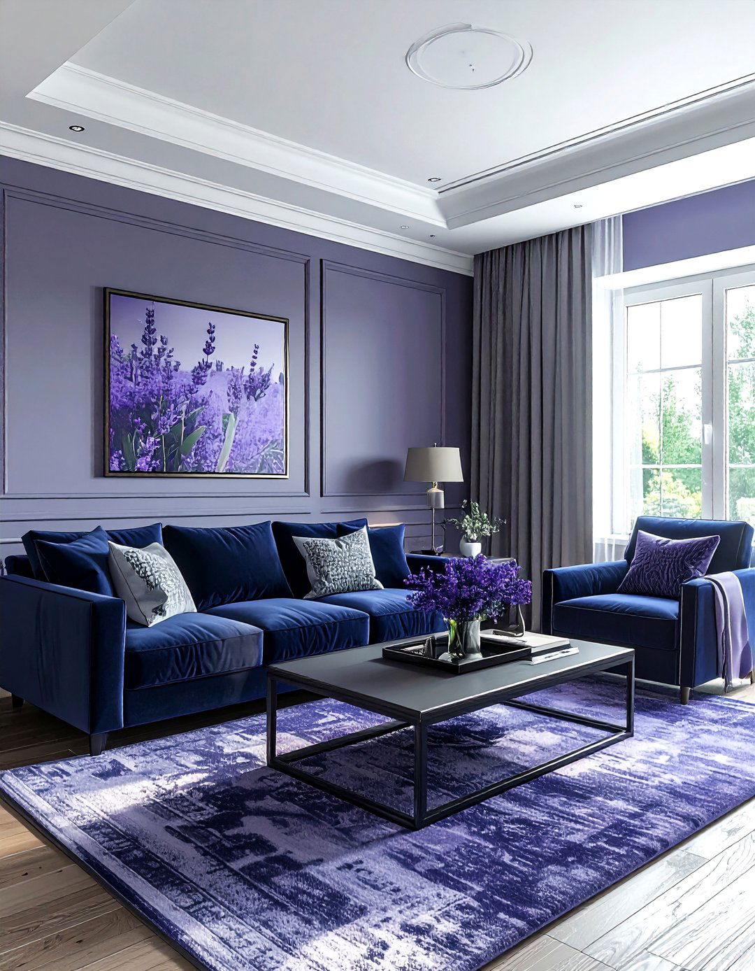 Navy blue and lavender living room - 30 navy living room decor ideas