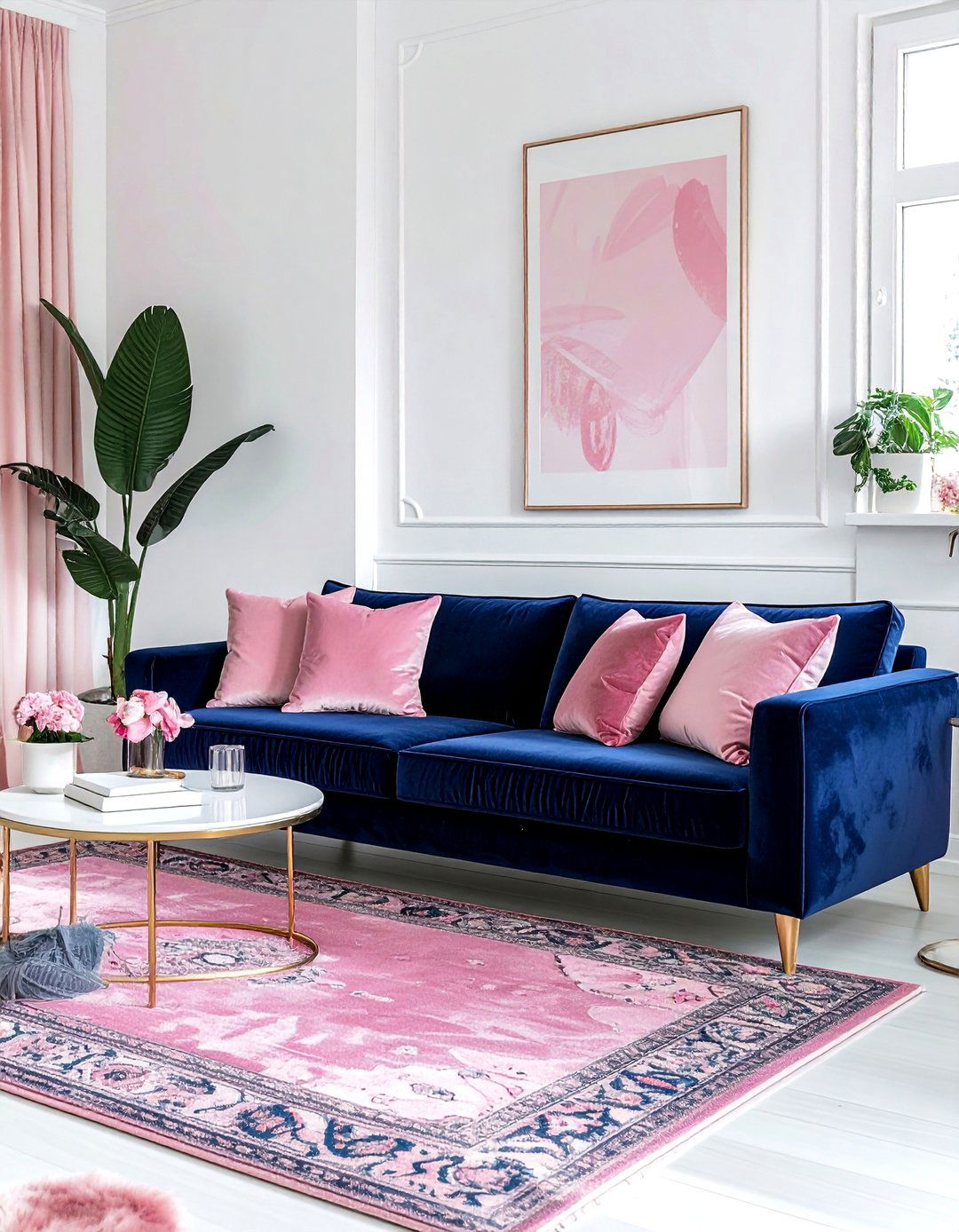 Navy blue and pink living room - 30 contemporary navy living room ideas
