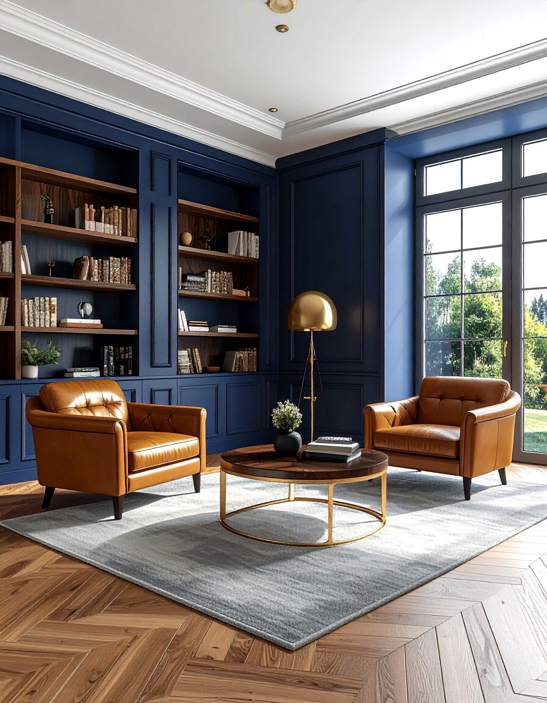 Navy blue and tan living room - 30 navy living room decor ideas
