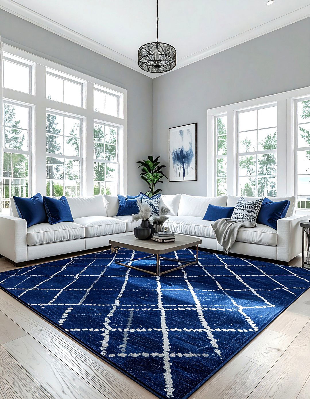 Navy blue area rug - 30 navy decor ideas